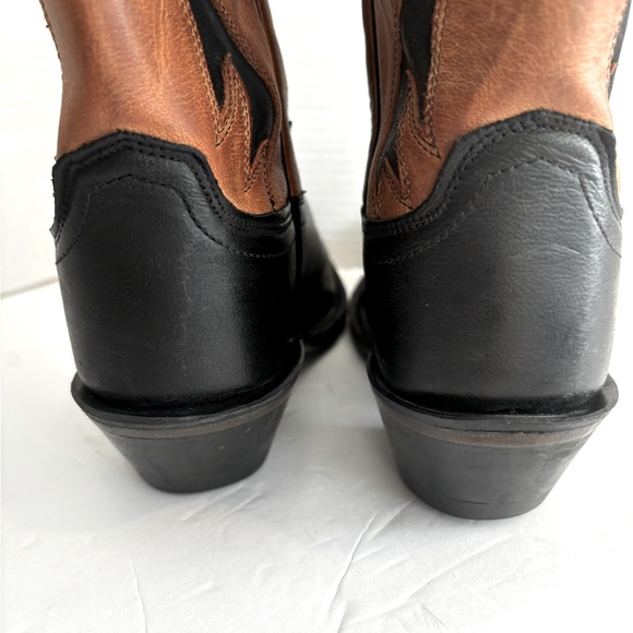 NWOT OLD WEST COWGIRL LEATHER CUSHIONED SOLE BLACK CAMEL TAN INLAY BOOTS SZ 9 - Picture 4 of 15